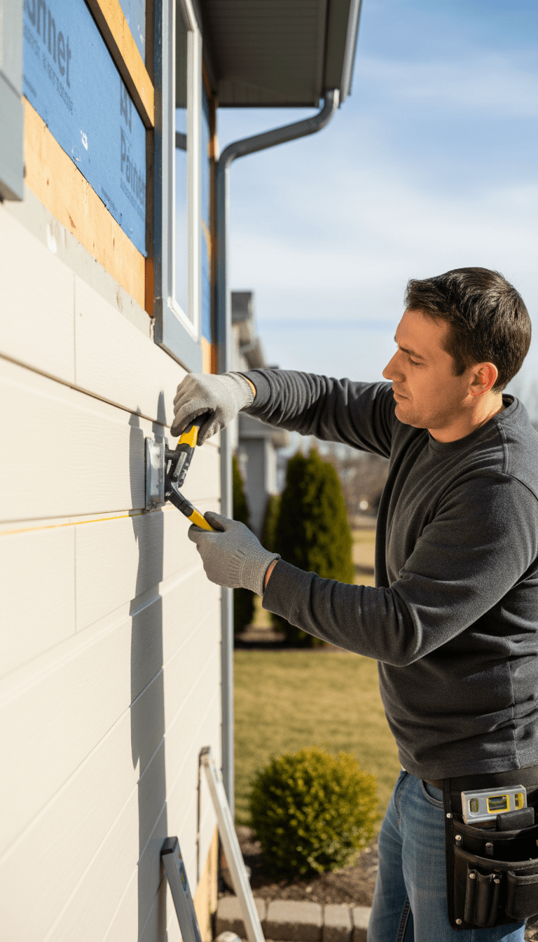 Contractor installing new siding on a home's exterior